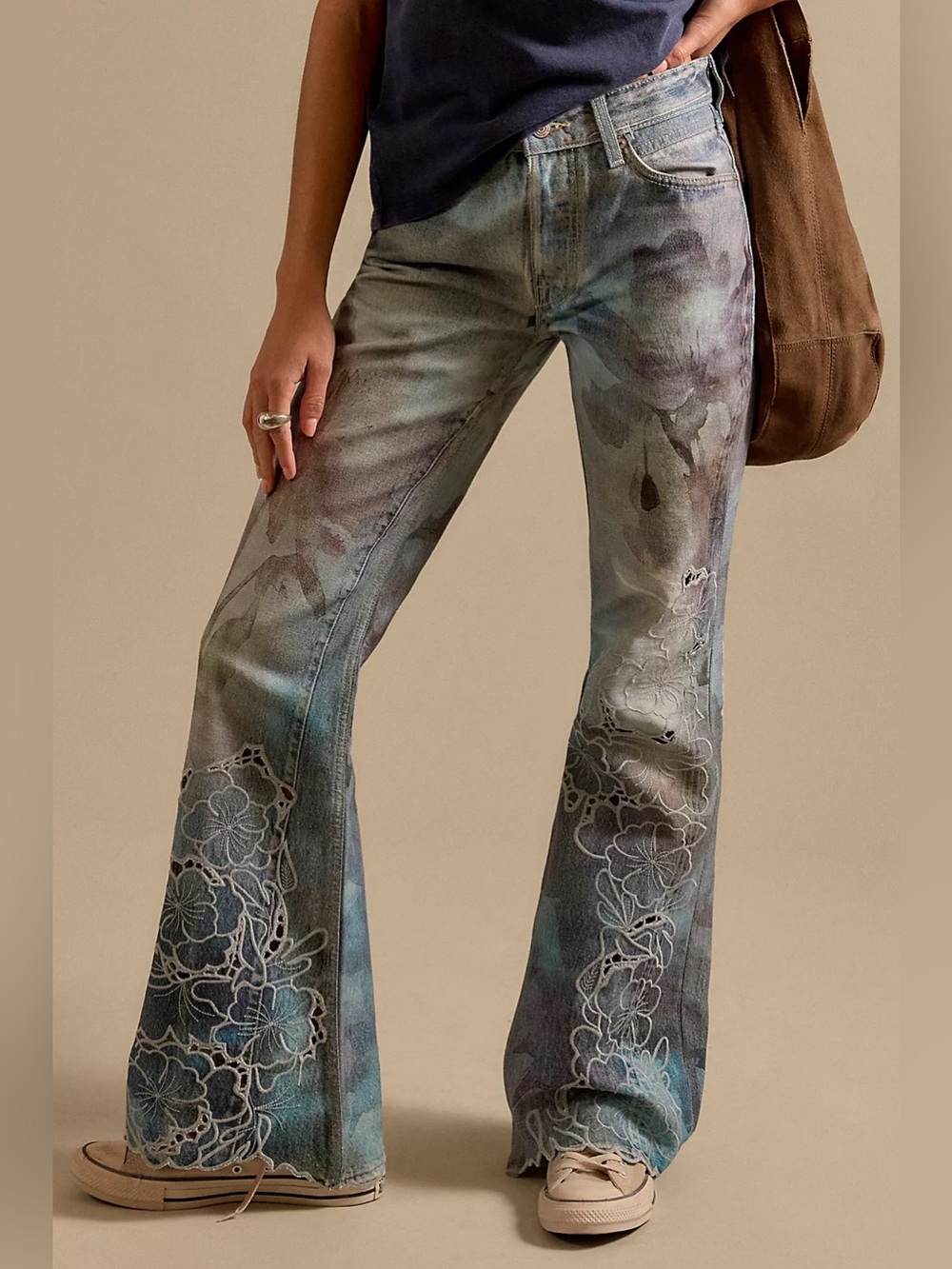Free People We The Free West Coast Illusions & Cutwork Jeans Size 30 - Picture 1 of 5